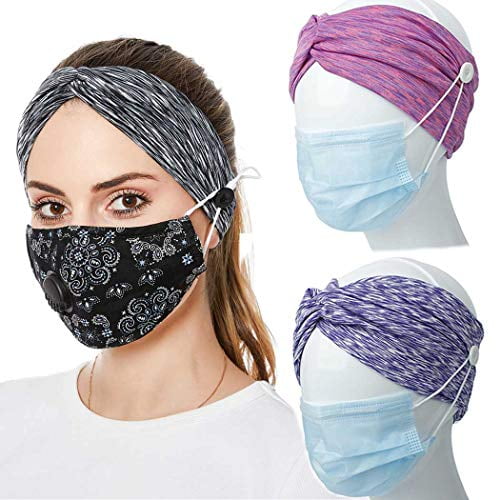 Details about   Non Slip Headband with Button Hair Accessories for Women Stretchy Cross Hairband 